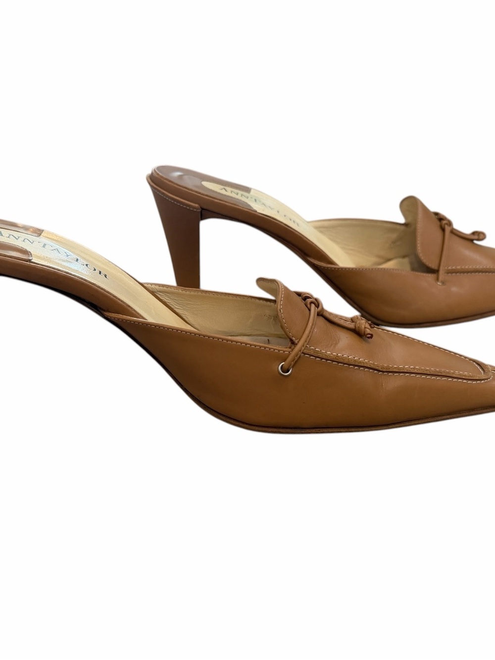 Vintage Ann Taylor Leather Pointy Toe Loafer Kitten Heel Size 10 Y2K - Picture 4 of 7